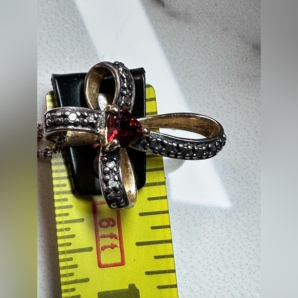 CROSS PENDANT NECKLACE GEMSTONE AND MARCASITE GOLD OVER STERLING PETITE 5509 L - Picture 7 of 12